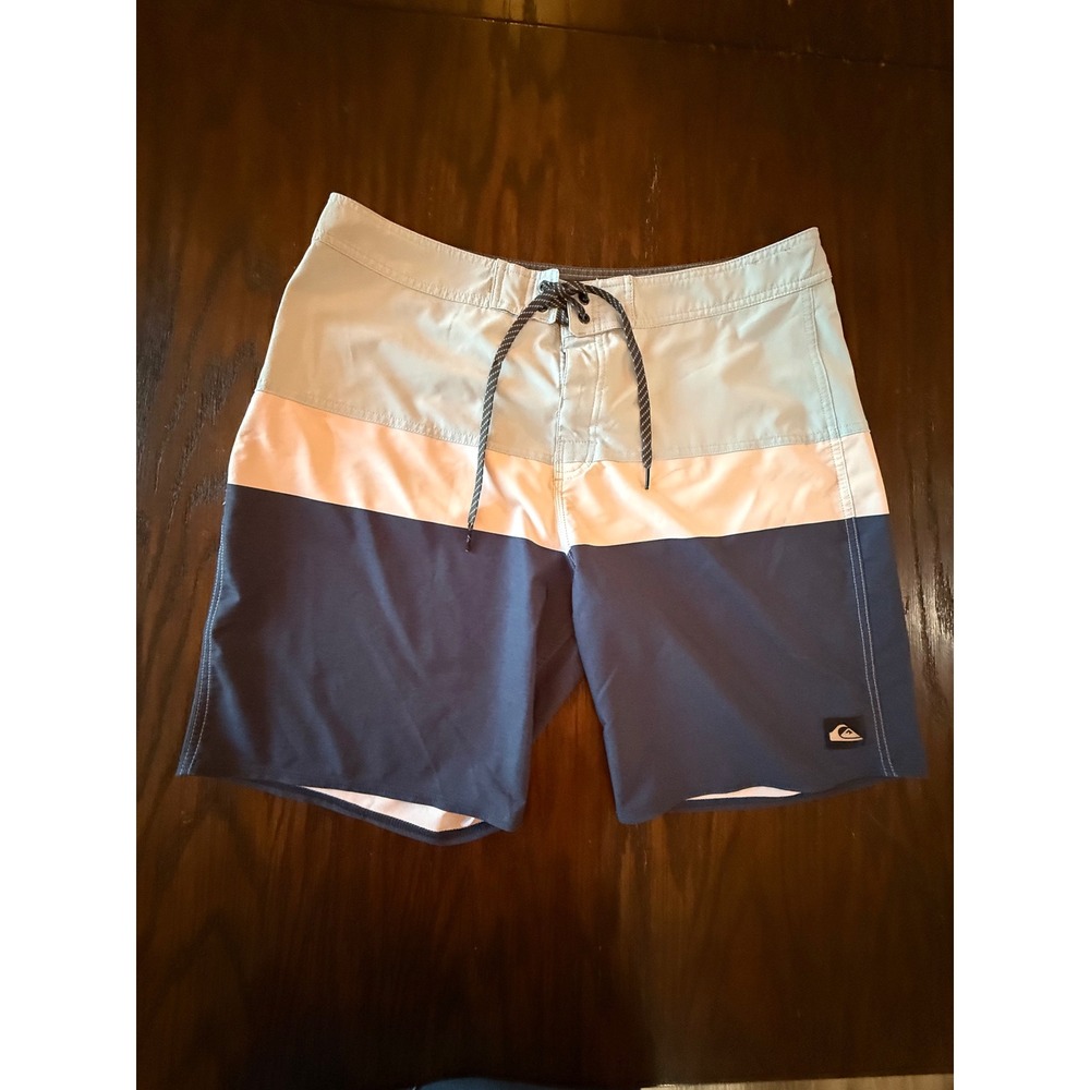 Quiksilver Board Shorts Mens 36 Blue White Highline Recycled Surf